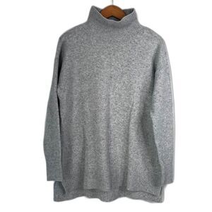 Ann Taylor LOFT Light Flecked Gray Mock‎ Neck Ribbed Trim Sweater Size XS